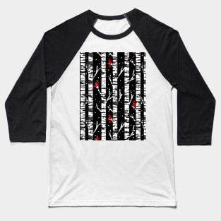 Cardinal birds on birch trees in the winter at night Baseball T-Shirt